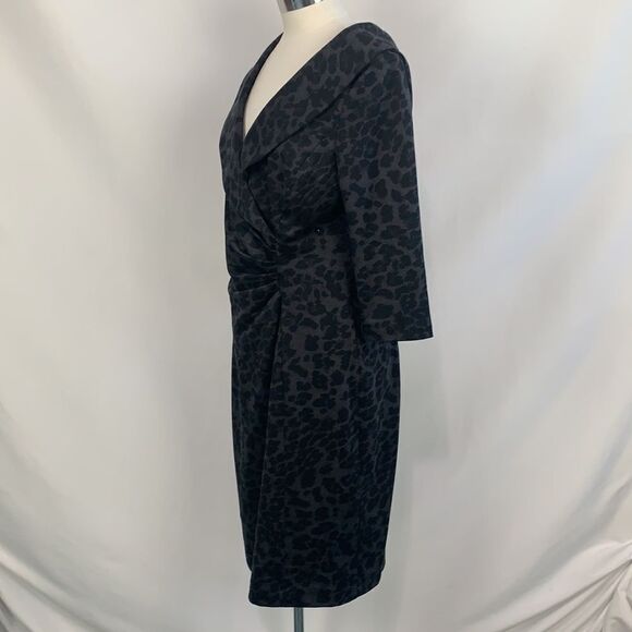 Kay Unger animal print gray wrap front dress - Picture 5 of 9